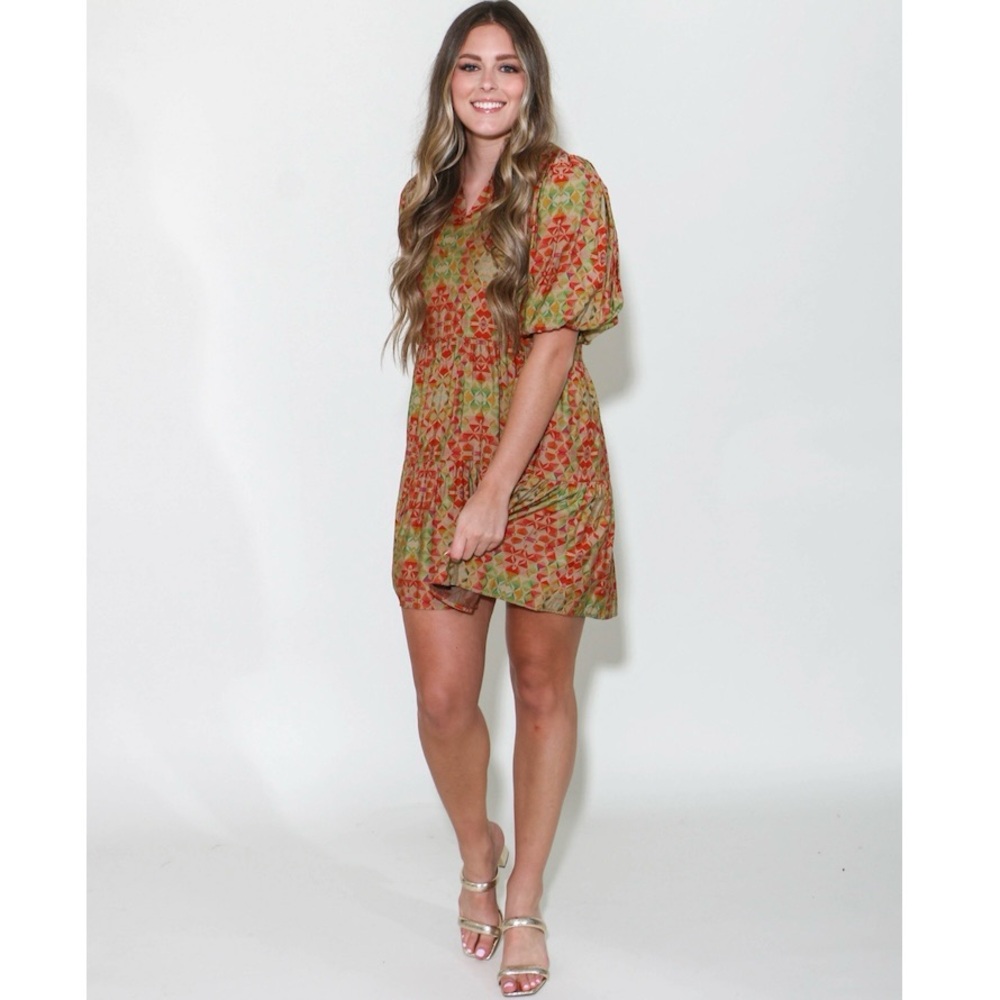 THML Lindsey Puff Sleeve Dress With Pockets Size Small NEW - Picture 2 of 10